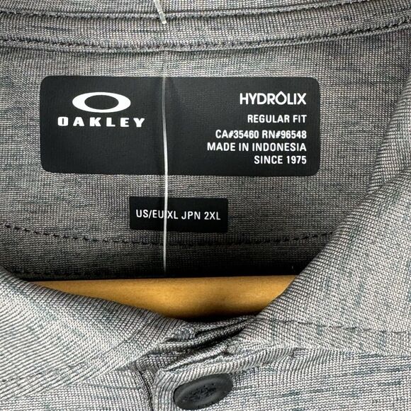 Mens Oakley Short Sleeve Polo Shirt Size XL Geometric Gray Golf Performance - Picture 4 of 8